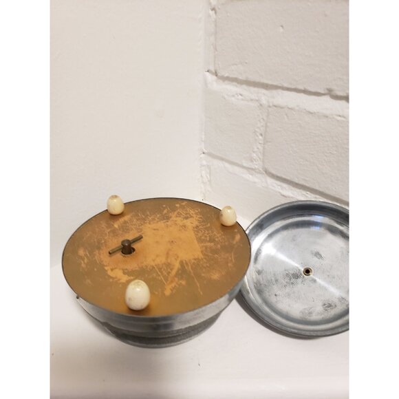 Musical Bell Powder Puff Box Vintage Metal Music Maker Vanity Decor - Picture 5 of 10